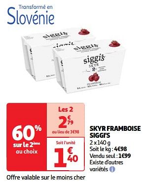 Promotions Skyr framboise siggi`s - Siggi's - Valide de 22/05/2024 à 27/05/2024 chez Auchan Ronq