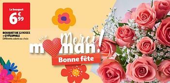 Promotions Bouquet de 12 roses + gypsophile - Produit Maison - Auchan Ronq - Valide de 22/05/2024 à 26/05/2024 chez Auchan Ronq