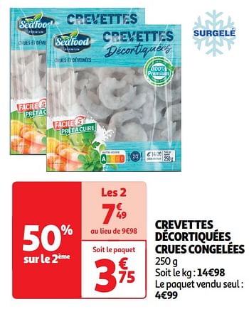 Promotions Crevettes décortiquées crues congelées - Produit Maison - Auchan Ronq - Valide de 22/05/2024 à 26/05/2024 chez Auchan Ronq