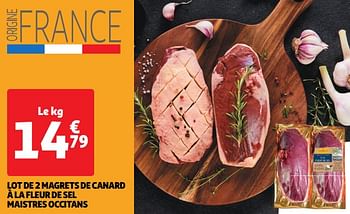 Promotions Lot de 2 magrets de canard à la fleur de sel maistres occitans - Produit Maison - Auchan Ronq - Valide de 22/05/2024 à 26/05/2024 chez Auchan Ronq