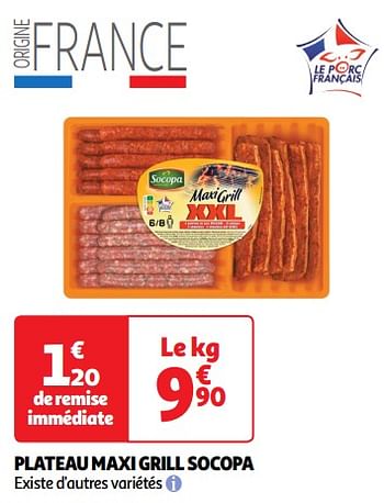 Promotions Plateau maxi grill socopa - Socopa - Valide de 22/05/2024 à 26/05/2024 chez Auchan Ronq