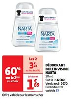 Promotions Déodorant bille invisible narta - Narta - Valide de 22/05/2024 à 26/05/2024 chez Auchan Ronq
