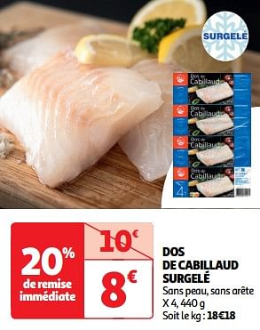 Promotions Dos de cabillaud surgelé - Produit Maison - Auchan Ronq - Valide de 22/05/2024 à 26/05/2024 chez Auchan Ronq