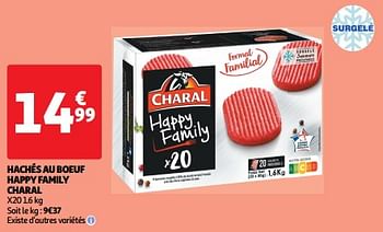 Promotions Hachés au boeuf happy family charal - Charal - Valide de 22/05/2024 à 26/05/2024 chez Auchan Ronq