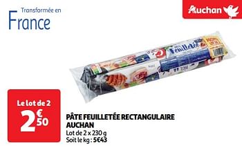 Promotions Pâte feuilletée rectangulaire auchan - Produit Maison - Auchan Ronq - Valide de 22/05/2024 à 26/05/2024 chez Auchan Ronq