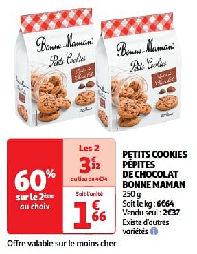 Promotions Petits cookies pépites de chocolat bonne maman - Bonne Maman - Valide de 22/05/2024 à 26/05/2024 chez Auchan Ronq