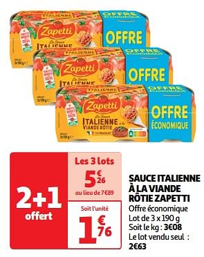Promotions Sauce italienne à la viande rôtie zapetti - Zapetti - Valide de 22/05/2024 à 26/05/2024 chez Auchan Ronq