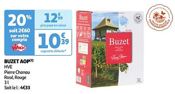 Promoties Buzet aop hve pierre chanau rosé - Rosé wijnen - Geldig van 22/05/2024 tot 27/05/2024 bij Auchan
