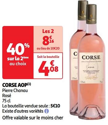 Promoties Corse aop pierre chanau rosé - Rosé wijnen - Geldig van 22/05/2024 tot 27/05/2024 bij Auchan