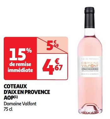 Promoties Coteaux d`aix en provence aop domaine valfont - Rosé wijnen - Geldig van 22/05/2024 tot 27/05/2024 bij Auchan