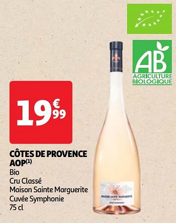 Promoties Côtes de provence aop bio cru classé maison sainte marguerite cuvée symphonie - Rosé wijnen - Geldig van 22/05/2024 tot 27/05/2024 bij Auchan
