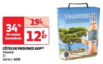 Promoties Côtes de provence aop valestrel - Rosé wijnen - Geldig van 22/05/2024 tot 27/05/2024 bij Auchan