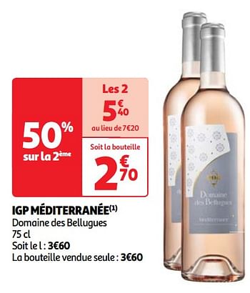 Promoties Igp méditerranée domaine des bellugues - Rosé wijnen - Geldig van 22/05/2024 tot 27/05/2024 bij Auchan