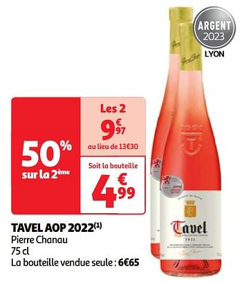 Promoties Tavel aop 2022 pierre chanau - Rosé wijnen - Geldig van 22/05/2024 tot 27/05/2024 bij Auchan