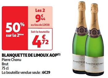 Promoties Blanquette de limoux aop pierre chanu brut - Schuimwijnen - Geldig van 22/05/2024 tot 27/05/2024 bij Auchan