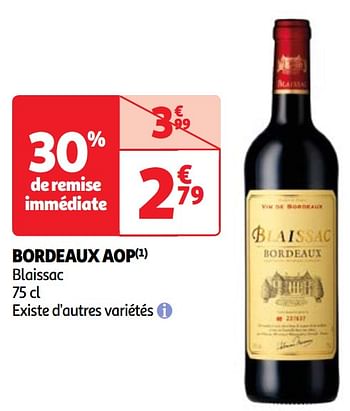 Promoties Bordeaux aop blaissac - Rode wijnen - Geldig van 22/05/2024 tot 27/05/2024 bij Auchan