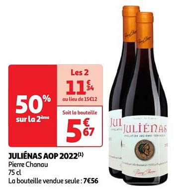 Promoties Juliénas aop 2022 pierre chanau - Rode wijnen - Geldig van 22/05/2024 tot 27/05/2024 bij Auchan