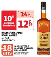 Promoties Rhum saint james royal ambré - Saint James - Geldig van 22/05/2024 tot 27/05/2024 bij Auchan