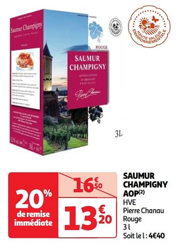 Promoties Saumur champigny aop hve pierre chanau rouge - Rode wijnen - Geldig van 22/05/2024 tot 27/05/2024 bij Auchan