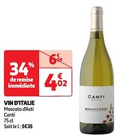 Promoties Vin d`italie moscato d`asti canti - Witte wijnen - Geldig van 22/05/2024 tot 27/05/2024 bij Auchan