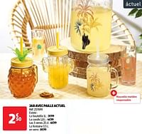 Promotions Jar avec paille actuel - Produit Maison - Auchan Ronq - Valide de 22/05/2024 à 27/05/2024 chez Auchan Ronq