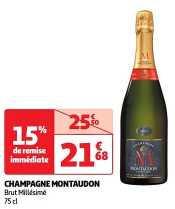 Promoties Champagne montaudon brut millésimé - Champagne - Geldig van 22/05/2024 tot 26/05/2024 bij Auchan