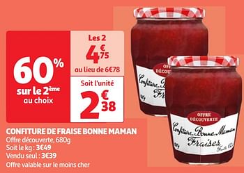 Promoties Confiture de fraise bonne maman - Bonne Maman - Geldig van 22/05/2024 tot 27/05/2024 bij Auchan