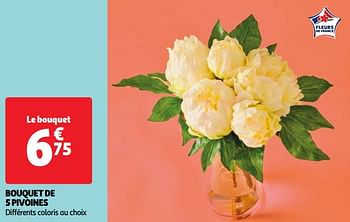 Promoties Bouquet de 5 pivoines - Huismerk - Auchan - Geldig van 22/05/2024 tot 27/05/2024 bij Auchan