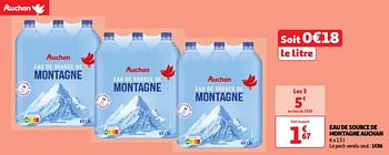 Promoties Eau de source de montagne auchan - Huismerk - Auchan - Geldig van 22/05/2024 tot 27/05/2024 bij Auchan