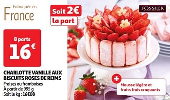 Promoties Charlotte vanille aux biscuits roses de reims - Huismerk - Auchan - Geldig van 22/05/2024 tot 27/05/2024 bij Auchan