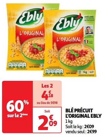 Promoties Blé précuit l`original ebly - Ebly - Geldig van 22/05/2024 tot 27/05/2024 bij Auchan