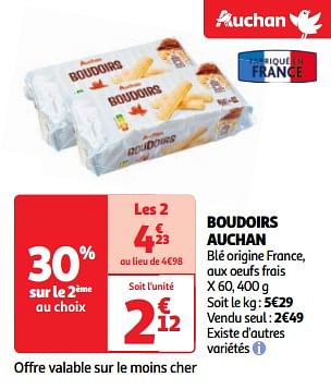 Promoties Boudoirs auchan - Huismerk - Auchan - Geldig van 22/05/2024 tot 27/05/2024 bij Auchan