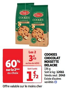 Promoties Cookies chocolat noisette delacre - Delacre - Geldig van 22/05/2024 tot 27/05/2024 bij Auchan