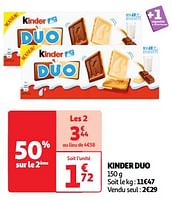 Promoties Kinder duo - Kinder - Geldig van 22/05/2024 tot 27/05/2024 bij Auchan