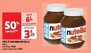 Promoties Pâte à tartiner nutella - Nutella - Geldig van 22/05/2024 tot 27/05/2024 bij Auchan
