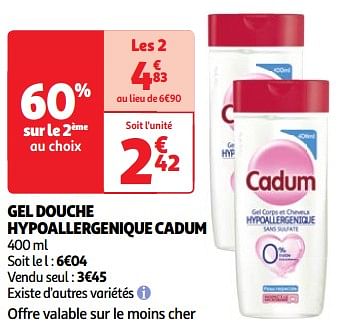 Promoties Gel douche hypoallergenique cadum - Cadum - Geldig van 22/05/2024 tot 27/05/2024 bij Auchan