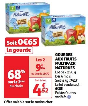 Promoties Gourdes aux fruits multipack naturnes - Nestlé - Geldig van 22/05/2024 tot 27/05/2024 bij Auchan