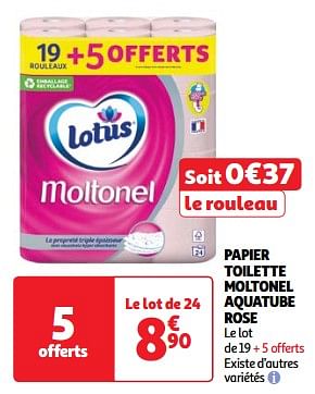 Promoties Papier toilette moltonel aquatube rose - Lotus Nalys - Geldig van 22/05/2024 tot 27/05/2024 bij Auchan