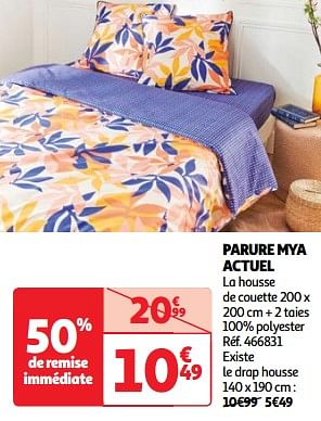 Promoties Parure mya actuel la housse de couette + 2 taies - Actuel - Geldig van 22/05/2024 tot 27/05/2024 bij Auchan