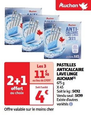Promoties Pastilles anticalcaire lave linge auchan - Huismerk - Auchan - Geldig van 22/05/2024 tot 27/05/2024 bij Auchan