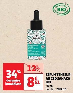 Promoties Sérum tenseur au cbd sanaka bio - Sanaka - Geldig van 22/05/2024 tot 27/05/2024 bij Auchan