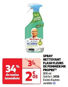 Promoties Spray nettoyant flash fleurs de pommier mr propre - Mr. Proper - Geldig van 22/05/2024 tot 27/05/2024 bij Auchan