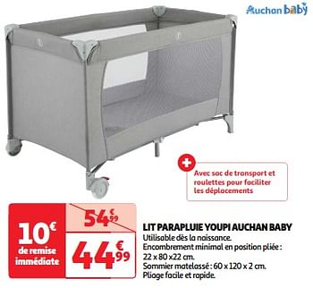 Promoties Lit parapluie youpi auchan baby - Huismerk - Auchan - Geldig van 22/05/2024 tot 27/05/2024 bij Auchan