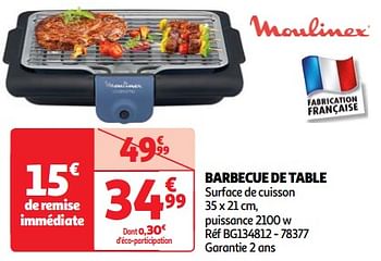 Promoties Moulinex barbecue de table bg134812 - Moulinex - Geldig van 22/05/2024 tot 27/05/2024 bij Auchan