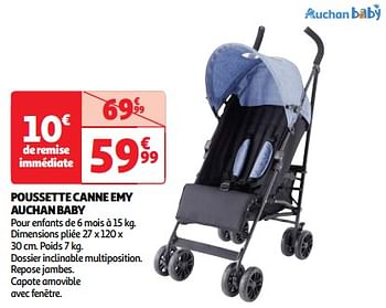 Promoties Poussette canne emy auchan baby - Huismerk - Auchan - Geldig van 22/05/2024 tot 27/05/2024 bij Auchan