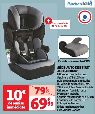 Promoties Siège-auto f135 first auchan baby - Huismerk - Auchan - Geldig van 22/05/2024 tot 27/05/2024 bij Auchan