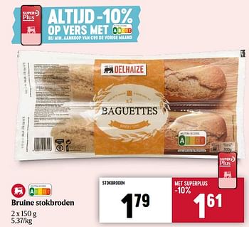 Promoties Bruine stokbroden - Huismerk - Delhaize - Geldig van 23/05/2024 tot 29/05/2024 bij Delhaize