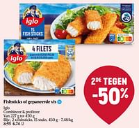 Promoties Fishsticks - Iglo - Geldig van 23/05/2024 tot 29/05/2024 bij Delhaize