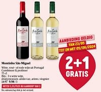 Promoties Montinho são miguel witte wijn - Witte wijnen - Geldig van 23/05/2024 tot 29/05/2024 bij Delhaize