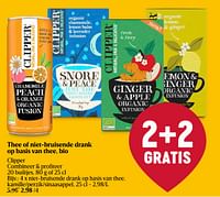 Promoties Niet-bruisende drank op basis van thee kamille-perzik-sinaasappel - Clipper - Geldig van 23/05/2024 tot 29/05/2024 bij Delhaize